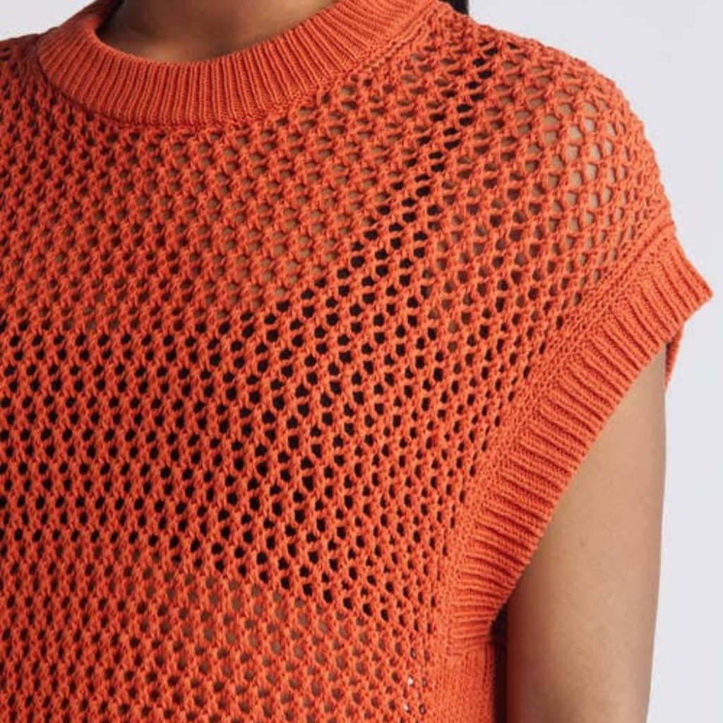 Madewell Women's Orange Open-Stitch Sweater Sz Xxl